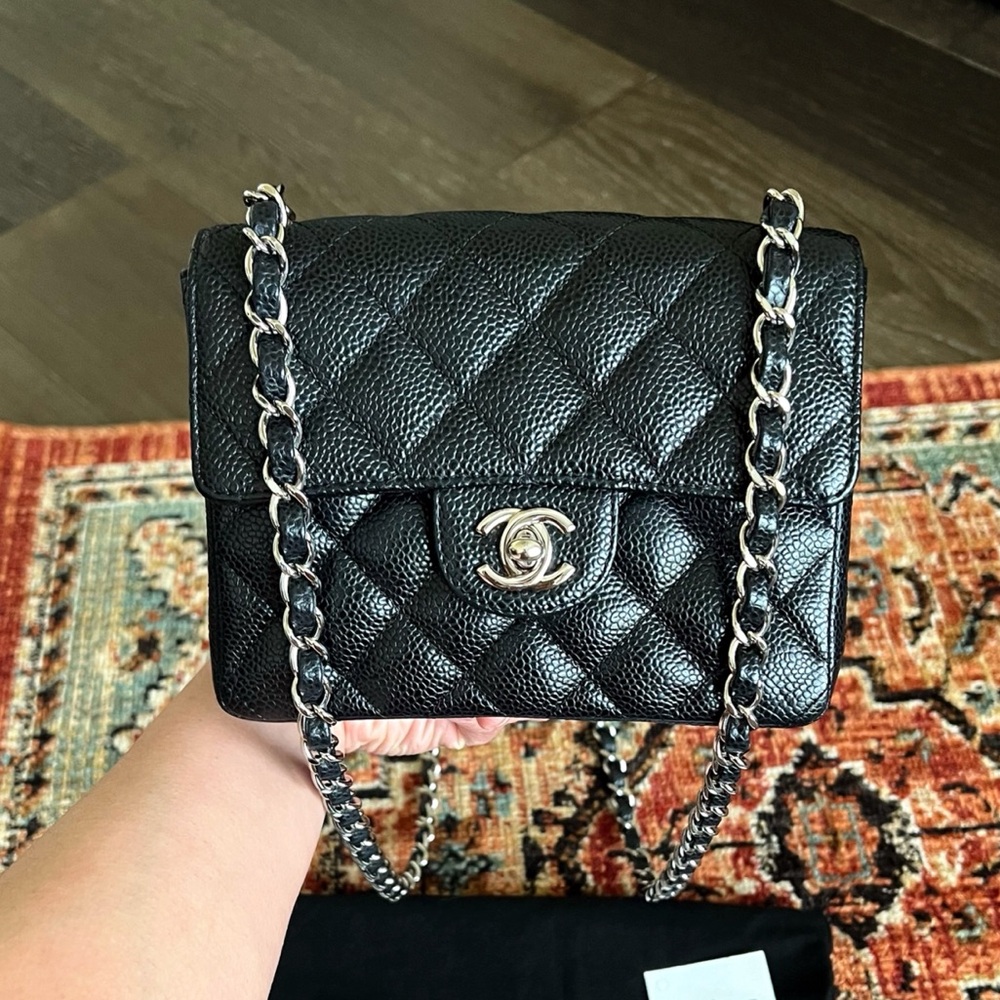 Chanel Classic Mini Square Caviar Black Flap Bag